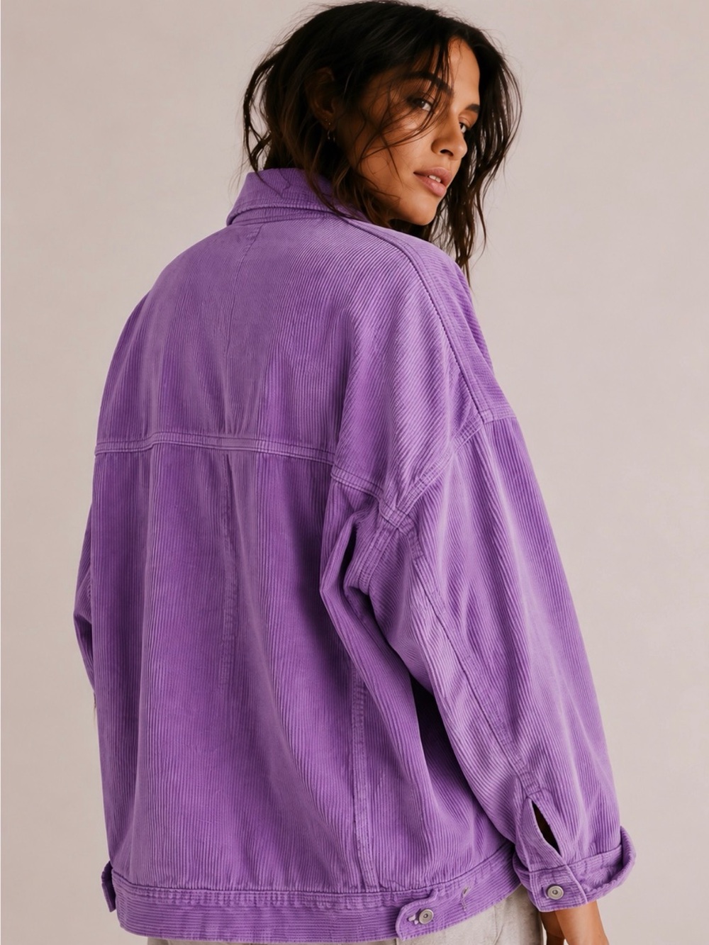 NWT We The Free by Free People Rumors Corduroy Jacket in Violet Turtle Colorway - Picture 2 of 8